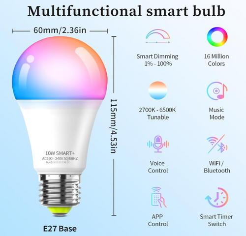 Oumida Bombilla Inteligente E27 RGB WiFi