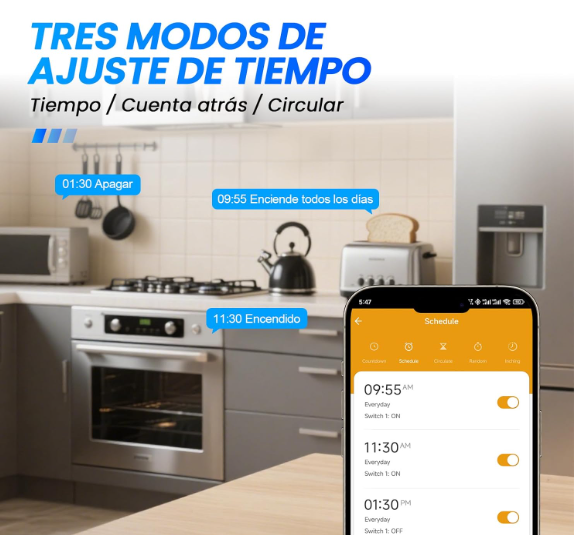 Enchufe inteligente WiFi 16A con Bluetooth, monitor de energía, temporizador y control por voz. Compatible con Alexa, Google Home y Tuya/Smart Life.